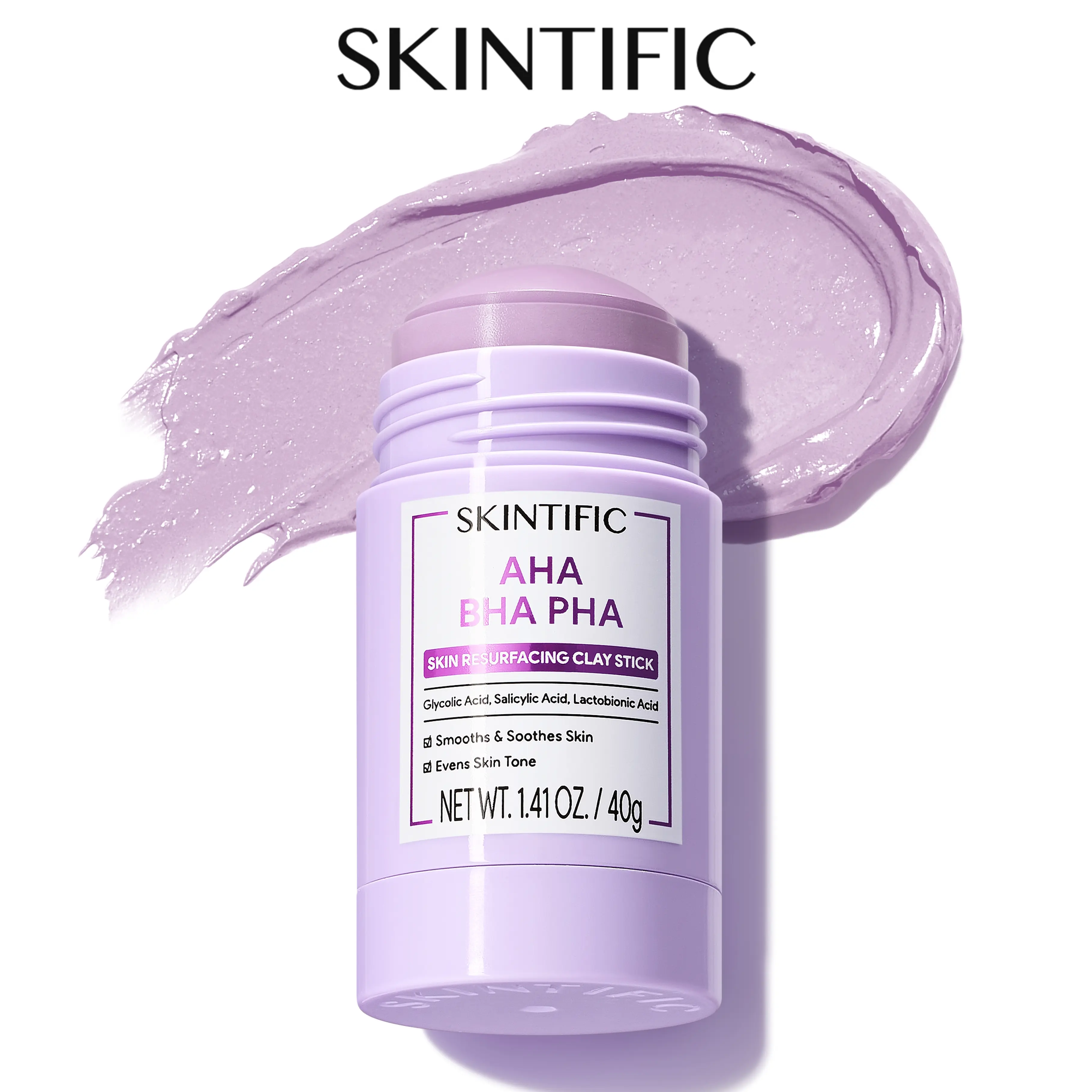 [New Launch]SKINTIFIC AHA BHA PHA Skin Resurfacing Clay Stick – Triple Acid Exfoliation + Microbeads for Smooth, Clear Skin | Pore Cleansing & Dullness Removal for Oily & Combo Skin