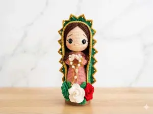 Crochet Virgin Mary Doll, Handmade Our Lady Plush, Religious Amigurumi Gift, Catholic Prayer Doll, Christian Decor