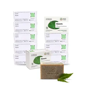 Pure Mitti Neem Face & Body Bar Bundle of 10 Natural Ayurvedic Soaps 100% Natural Toxin-Free Sustainable Eco-Friendly 4.5 oz Bars