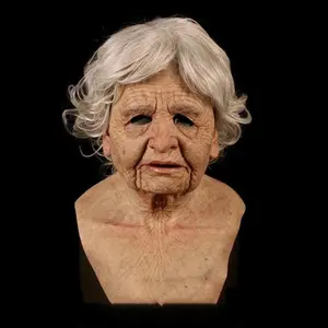 2025 Halloween Prop Masks Old Man Old Lady Mask Realistic Face Christmas Masks Christmas Party Mask Wrinkled Face Silicone Mask Cosplay Masks Grandfather Mask Female Horror Wrinkle Role Play Eye