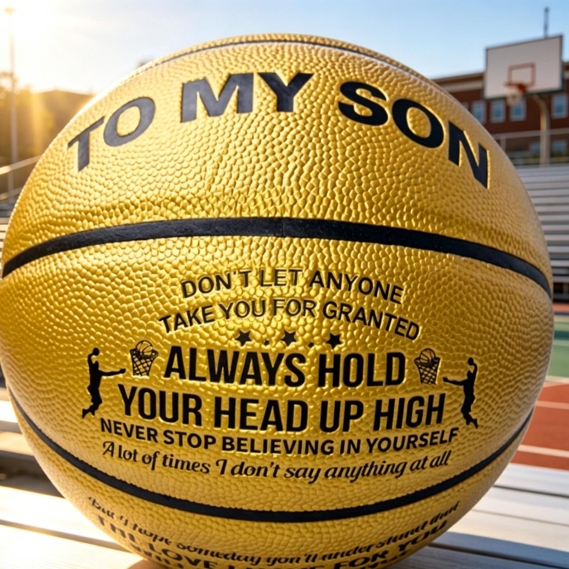To My Son Inspirational Golden Basketball | The Ultimate Gift for Your Baller Son
