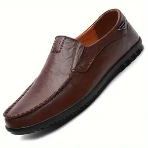 [ Men's Sneakers]  Men's Slip-On Sneakers |   Genuine Upper, Soft Sole |   Breathable Round-Toe Casual Shoes for Office & Daily Wear