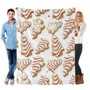 Christmas Tree Snack Cakes Throw Blanket Soft Highland Cow Pattern for Cozy Festive Gatherings & Gifts for Men Women Kids Ideal for Home Office Travel Camping, Indoor/Outdoor
