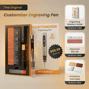 Resparked Customizer Engraving Pen with 30 Free Diamond Bits for Personalized Gifts & Practice Canvases Easy to Use USB-C Fast Charger 3 Speed Settings 8000-21000 RPM Fun Experience