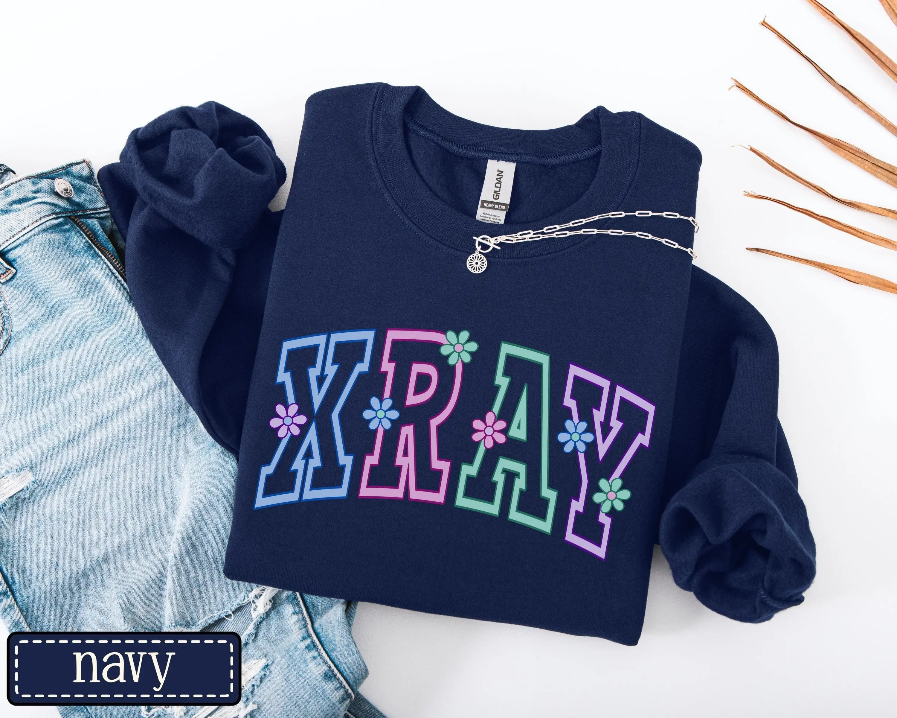 Xray T-Shirt & Sweatshirt - Neon Flower X-ray Tech Work Sweater, Xray Technologist Gifts, RAD Tech Gift, Radiology Department Graduation Gifts