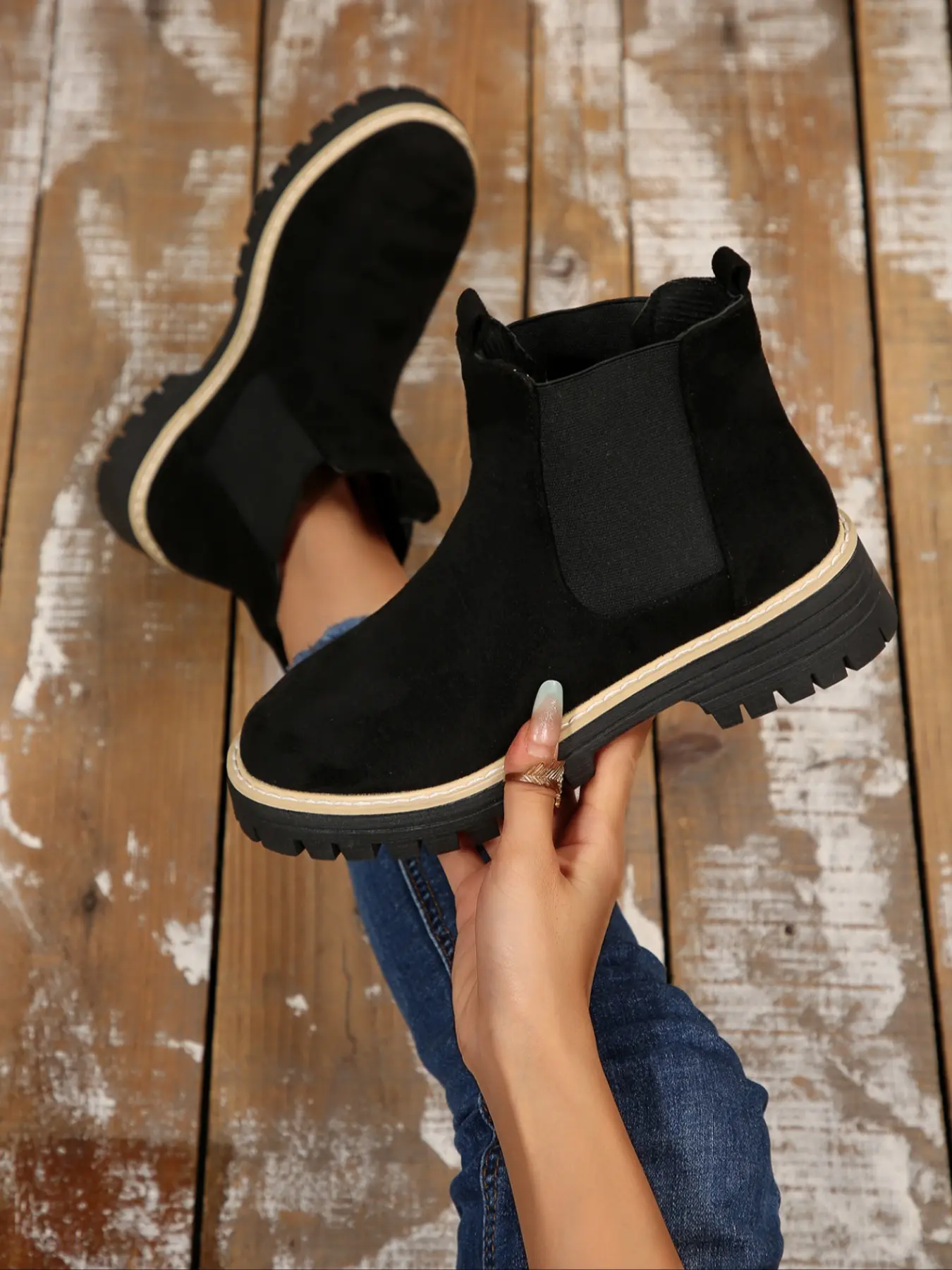 New Women's Ankle Boots, Flat Heel Short Boots, Elastic Waist, Non-Slip Wear-Resistant Rain Boots, Lightweight Fashion Slip-On, Winter Booties