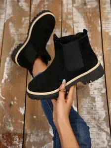 New Women's Ankle Boots, Flat Heel Short Boots, Elastic Waist, Non-Slip Wear-Resistant Rain Boots, Lightweight Fashion Slip-On, Winter Booties