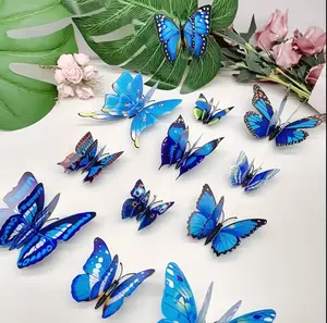 12PCS 3D Double Layer Butterfly Wall Stickers, Realistic DIY Home Decoration Decals
