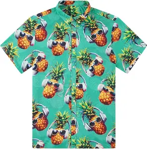 Pineapple Hawaiian Shirt For Men and Women Beach Wear Short Sleeve Hawaii Shirt Summer Beach Casual Button Down Shirts