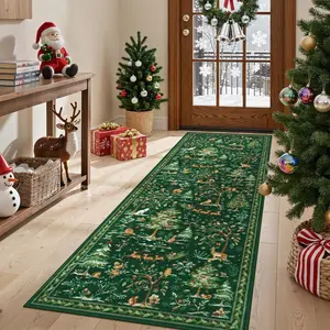 Christmas tree pattern carpet, soft and washable design, Christmas decoration floor mat, non-slip and comfortable area rug, Christmas home decoration, multifunctional suitable for corridor area, living room, bedroom bedside, kitchen, Home Decorative Rug