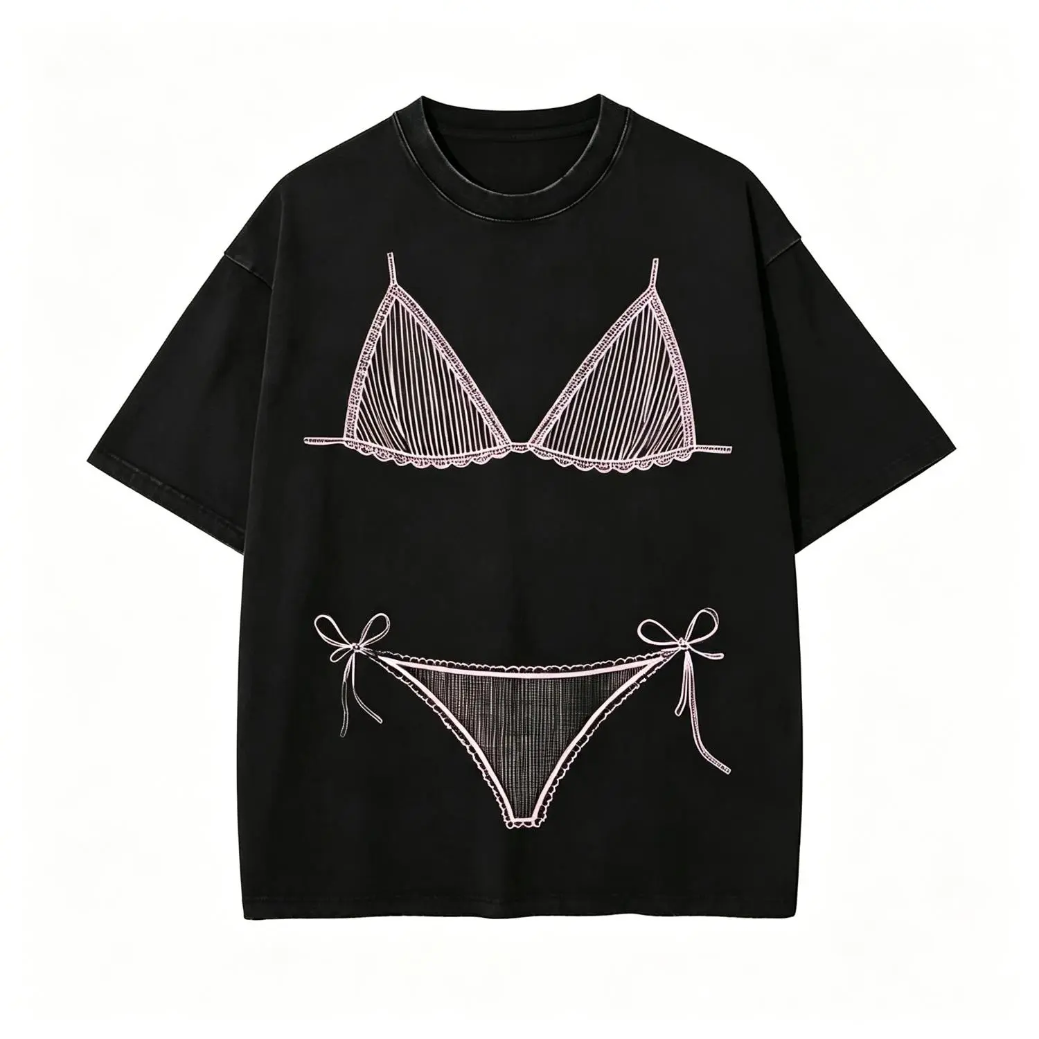 Last Splash Seashells and Wedding Bells Cotton T-shirt with Bikini Graphic for Fun Summer Vacation Coverup