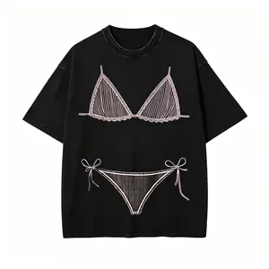 Bikini Graphic Washed T-shirt ,Last Splash Seashells and Wedding Bells, Bikini Body Illusion Shirt, Funny Summer Vacation Coverup