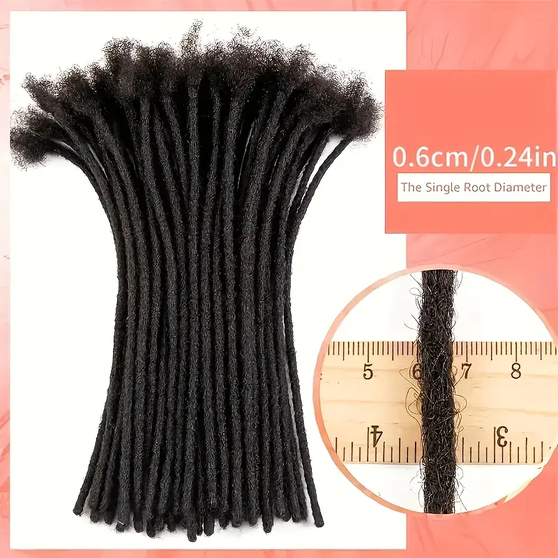 Hot Wholesale Unisex Adult Real Dreadlock Extensions Human Hair, 8-10 Inch, 0.6cm Width, 40 Strands, # 1B, Full Handmade Permanent Locs, Can Be Dyed and Bleached, Natural Black, for Men/Women