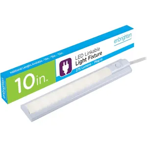 10 Inch LED Premium Under Cabinet Light Fixture, Plug-In, Bright White 3000K, 275 Lumens, Plastic Housing, On/Off Switch, Perfect for Kitchen, Home Office, Garage, Workbench & more, 26534