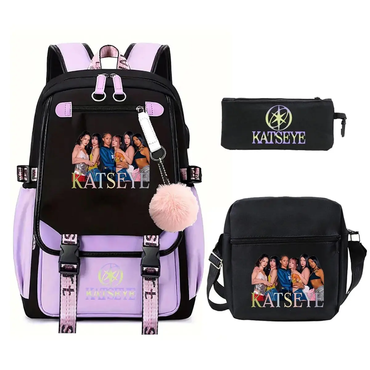 3Pcs Set Kpop Katseye Backpack Girls School Bags Teens Travel Rucksack Large-capacity Backpack Women Men Fashion Laptop Knapsack