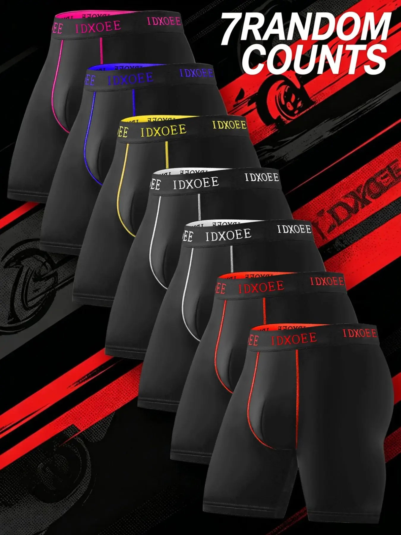 7 pcs random men's comfortable slim fit shaping underwear - breathable, quick drying, elastic waistband, suitable long boxer underwear for exercise, and casual wear - soft, lightweight, Suitable for wearing in all seasons, Men's flat cornered underwear.