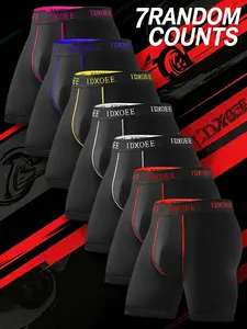 7 pcs random men's comfortable slim fit shaping underwear - breathable, quick drying, elastic waistband, suitable long boxer underwear for exercise, and casual wear - soft, lightweight, Suitable for wearing in all seasons, Men's flat cornered underwear.