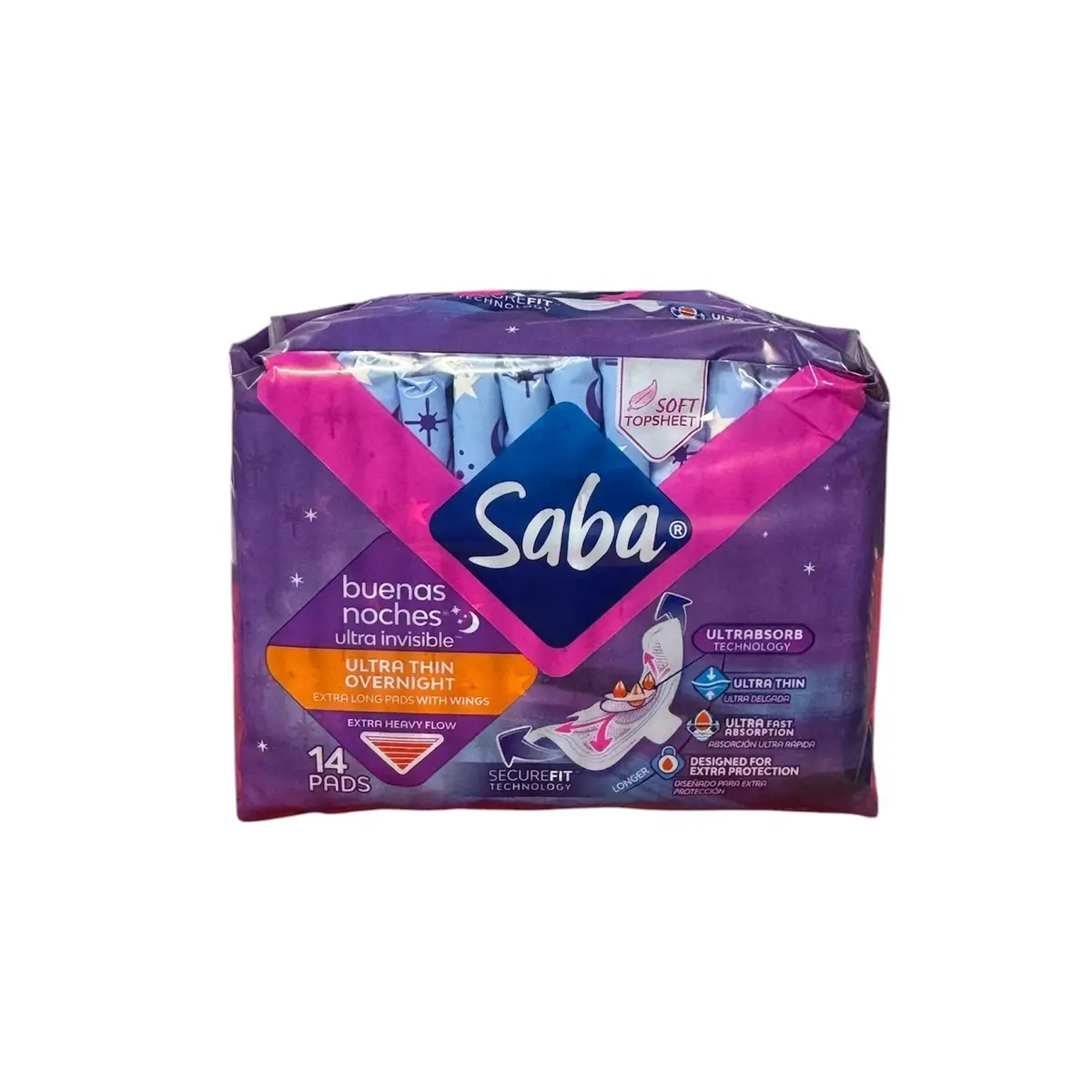 SABA ULTRA INVISIBLE ULTRA THIN OVERNIGHT 14 PADS
