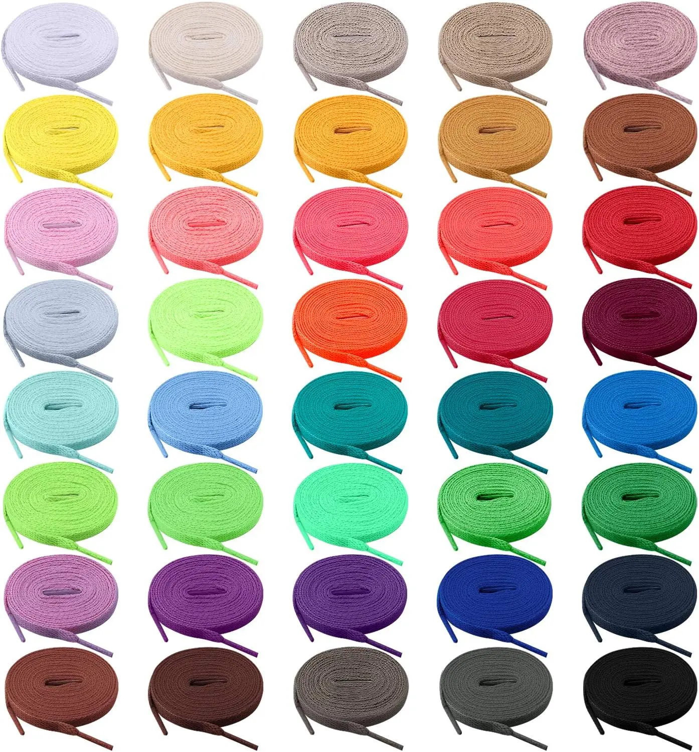 40 Pairs Colored Shoe laces Flat Shoelaces Multipack Shoestrings for Sneakers Skates  Shoes Boots (40 Colors)