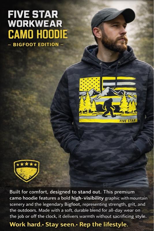 Sasquatch High-Vis Hoodie with American Flag Design