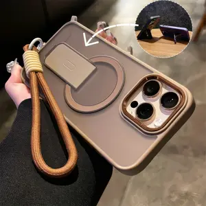 Nylon Short Lanyard Liquid magnetic support For iphone16 Pro Max 15 14 13 iPhone case silicone soft shell TP shockproof