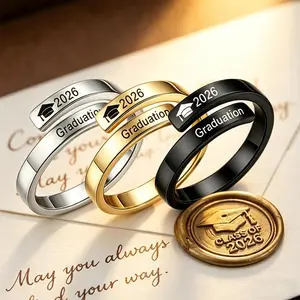 2026 Graduation Rings, Stainless Steel Minimalist Graduation Rings, Graduation Gift for Teachers and Classmates