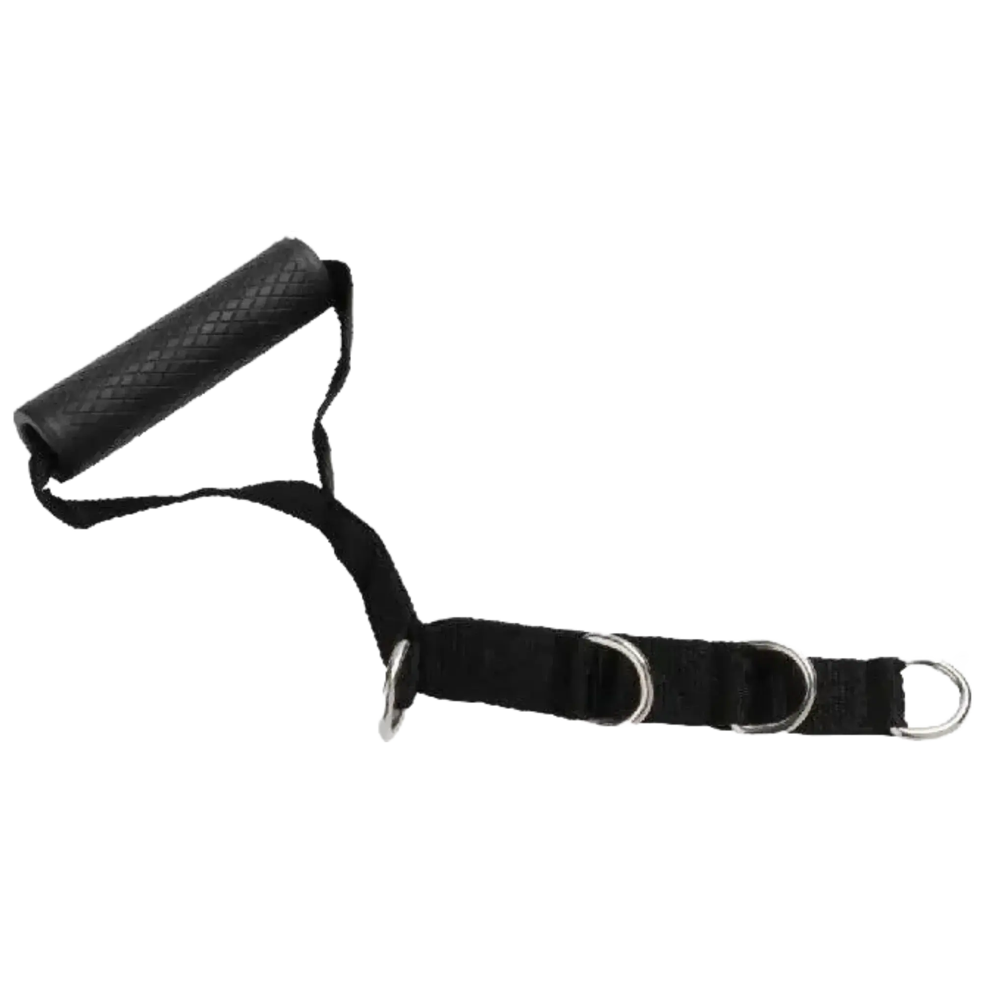 Adjustable Nylon Stirrup Handle with 4 Steel D-Rings, Heavy-Duty Hand Grips for Cable Machine Workout, Textured Slip-Proof Grip (Sold as Single)