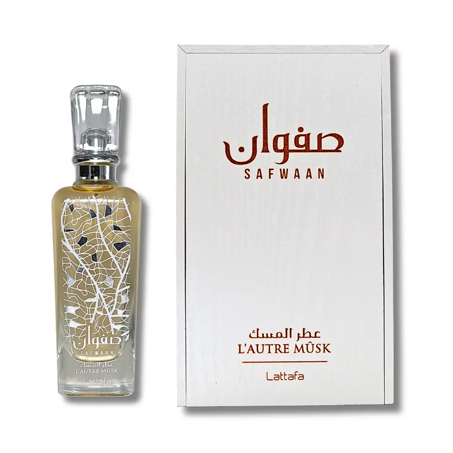 Lattafa Safwaan Lautre Musk Eau de Parfum, 3.4 fl.oz, Long-Lasting Unisex Aromatic Fragrance, Arabic Gourmand Scent with Powdery Vanilla & Iris Notes, Arabic Gourmand Fragrance, Edp Fragranced Perfume