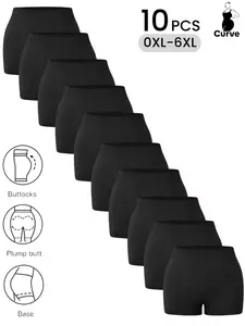 Women's Plus Size Briefs Set, Comfortable Breathable Daily Underwear, High Waisted Panty, Multiple Sizes 0xl-6xl, Casual High Waist Fitted Shorts