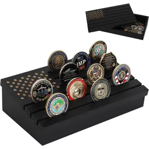 Rack,Challenge  Display Stand Shelves Wooden Army Collectible  Holder Rack Case 6 Row Display  Flag