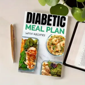 A5 Diabetes Meal Plan Book with Recipes and Meal Planning Charts, Includes Cooking Methods and Recommended Fruits, Blood Sugar Tracking Included