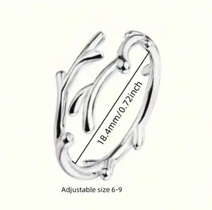 TVXK 925 Sterling Silvery Deer Antler Ring, Simple Style, Adjustable, Fashionable Personalized Single Ring, Perfect For Proposal, Engagement, Anniversary, Gift For Her