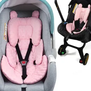3-in-1 Reversible Baby Car Seat Head & Body Support Insert - 3D Mink Infant Baby Items, Extra Soft Breathable Pillow Cushion for Newborns, Fit Stroller (Pink)