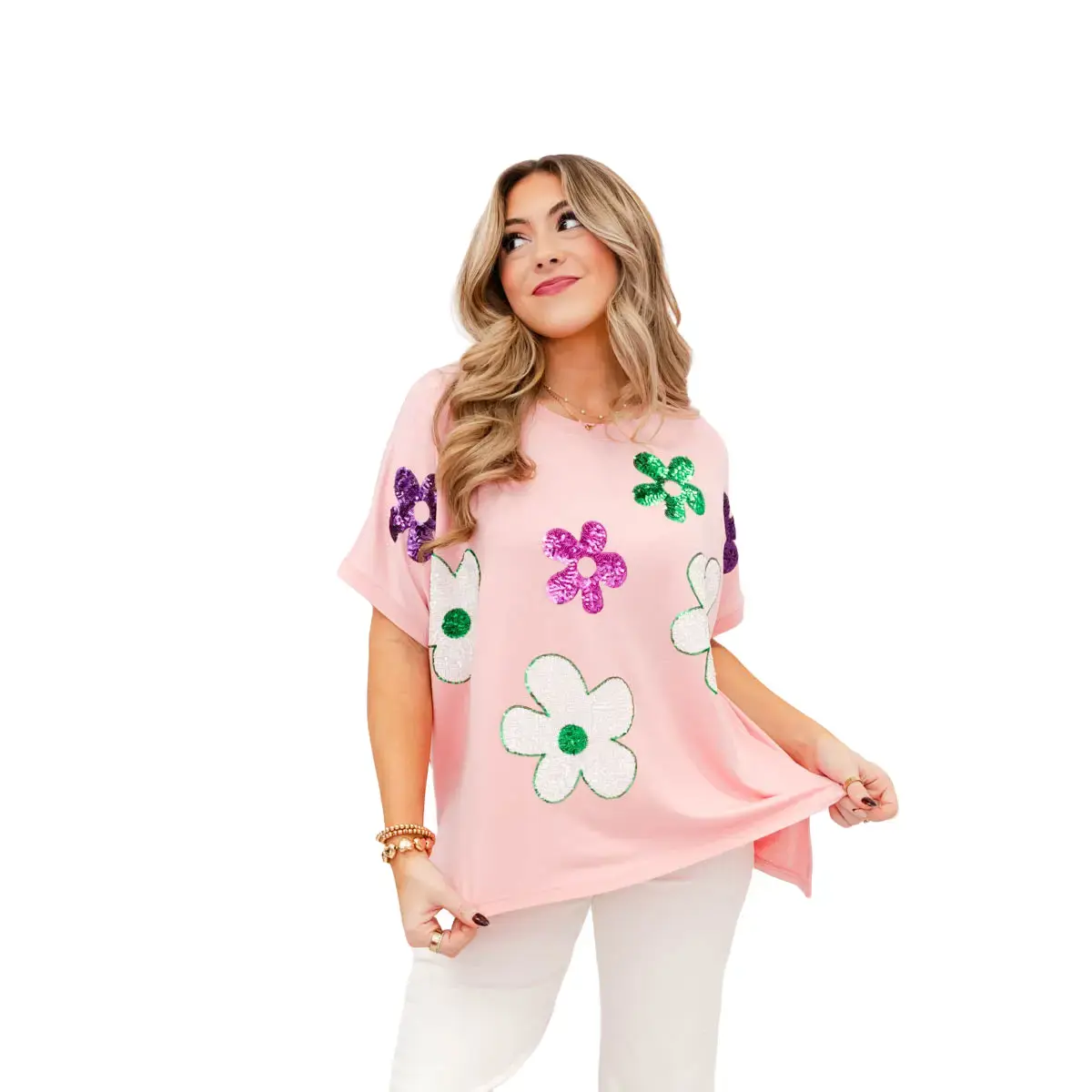 Mod Floral Sequin Top