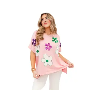 Mod Floral Sequin Top
