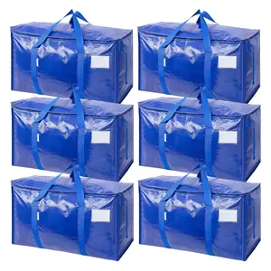 Heavy Duty Extra Large Moving Bags with Clear Tag Pocket, Strong Zippers and Reinforced Handles, Reusable Storage Totes for Clothes, Blankets, Pillows, Laundry and Dorm Essentials, Foldable Water-Resistant Packing Bags for Moving, Travel