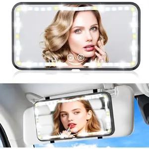 Car Sun Visor Vanity Mirror, Rechargeable Car Mirror with 78 LEDs, Dimmable Touch Control, 3 Light Modes, Universal Fit for Cars & Trucks–Ideal Accessories for Women & Girls (Black)