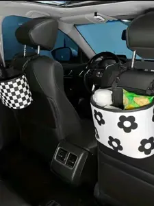 Car Organizer Hanging Bag, Car Back Seat Storage Pouch, Trunk Organization Essential, Plaid Pattern Design, All Seasons Use, Car Accessories