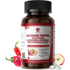Cayenne Pepper Enteric-Coated Capsules - 18 in 1 Concentrated Complex w/High Potency Nutrient Moringa, Hawthorn, L-Arginine & D3K2 - Supports Circulation, Heart & Digestion* - Natural | GMP, 120 Ct