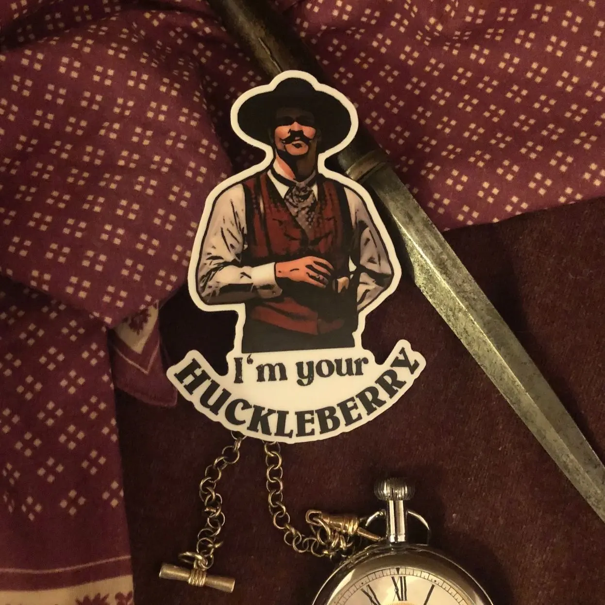 Tombstone Doc Holiday “I’m your Huckleberry “ vinyl sticker, Laptop Water Bottle Decal Sticker