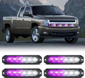 Nilight 6 LED Strobe Lights – 4PCS Ultra Slim Surface Mount Hazard Warning Light Bar | Synchronized Purple & White Flashing Kit | 12–24V for Trucks, Cars, ATVs, SUVs & UTVs