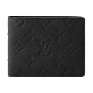 Louis Vuitton Monogram-Embossed Taurillon Leather and Cowhide Trifold Wallet for Men in Black