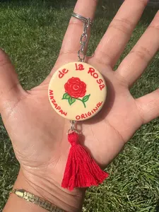 Mazapan hand painted Keychain with pompon- Red
