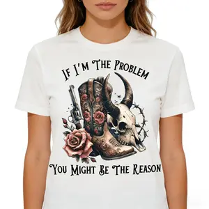 Western Cowgirl Style Graphic Print Women's TShirt Casual Crew Neck Short Sleeve Top for Spring and Summer with Cowgirl Print Design