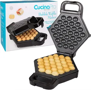 Bubble Waffle Maker - Electric Non stick Hong Kong Egg Waffler Iron Griddle w/Ready Indicator Light - Free Recipe Guide Included, Make Delicious Waffle Ice Cream Cones, Gift