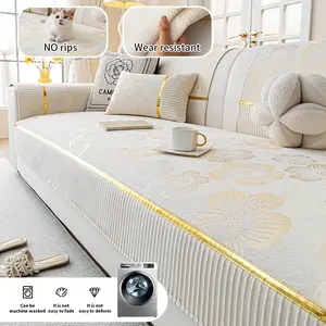 High Weight Snowflake Cherry Blossom Sofa Cushion Cover, Soft Sofa Slipcover Protector, Anti-Slip Dirt-Resistant Trim Skirt Design, Pet-Friendly Washable