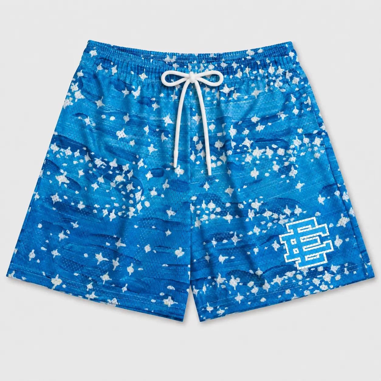 Eric Emanuel Men's Mesh Basketball Shorts, All-Over Splatter Print, Elastic Waist Athletic Streetwear Shorts