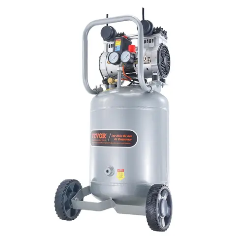 【Fallpicks】VEVOR 2HP 120V Single-Phase Oil-Free Air Compressor, 66dB Quiet Run Max Pressure Unit with 2x7-Inch Rubber Wheels & Rubber Feet for Pneumatic Tools, Tire Inflation