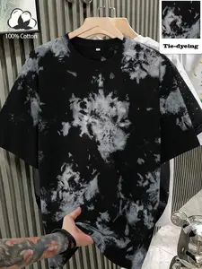 Unisex Vintage Street Style Tie-Dye Cotton Summer Short Sleeve T-Shirt, Y2K Fashion, Couple, High Street Culture, Casual Daily Wear