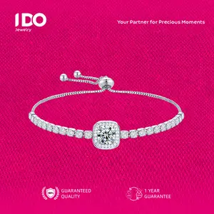 [Live Sale] B01 Platinum Coating Moissanite Aster Bracelet I DO Jewelry Women Accessories Elegant Beautiful Luxury Adjustable Beautiful and Luxurious No Fade No Rust with 1 Year Guarantee Passed Diamond Selector